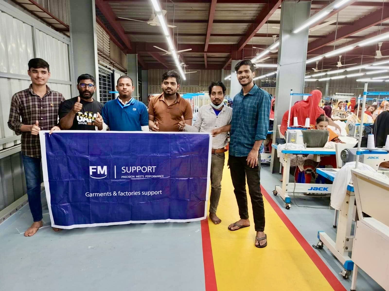 The FM Support team on a garment factory floor in Bangladesh